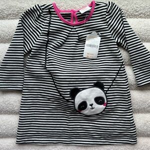 Gymboree baby girl striped panda dress 6-12 months